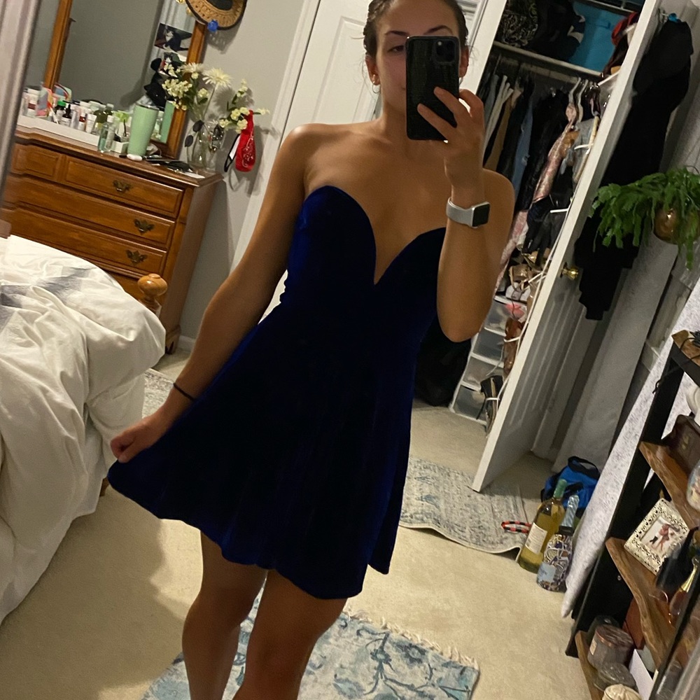 SAPPHIRE VELVET MINI DRESS